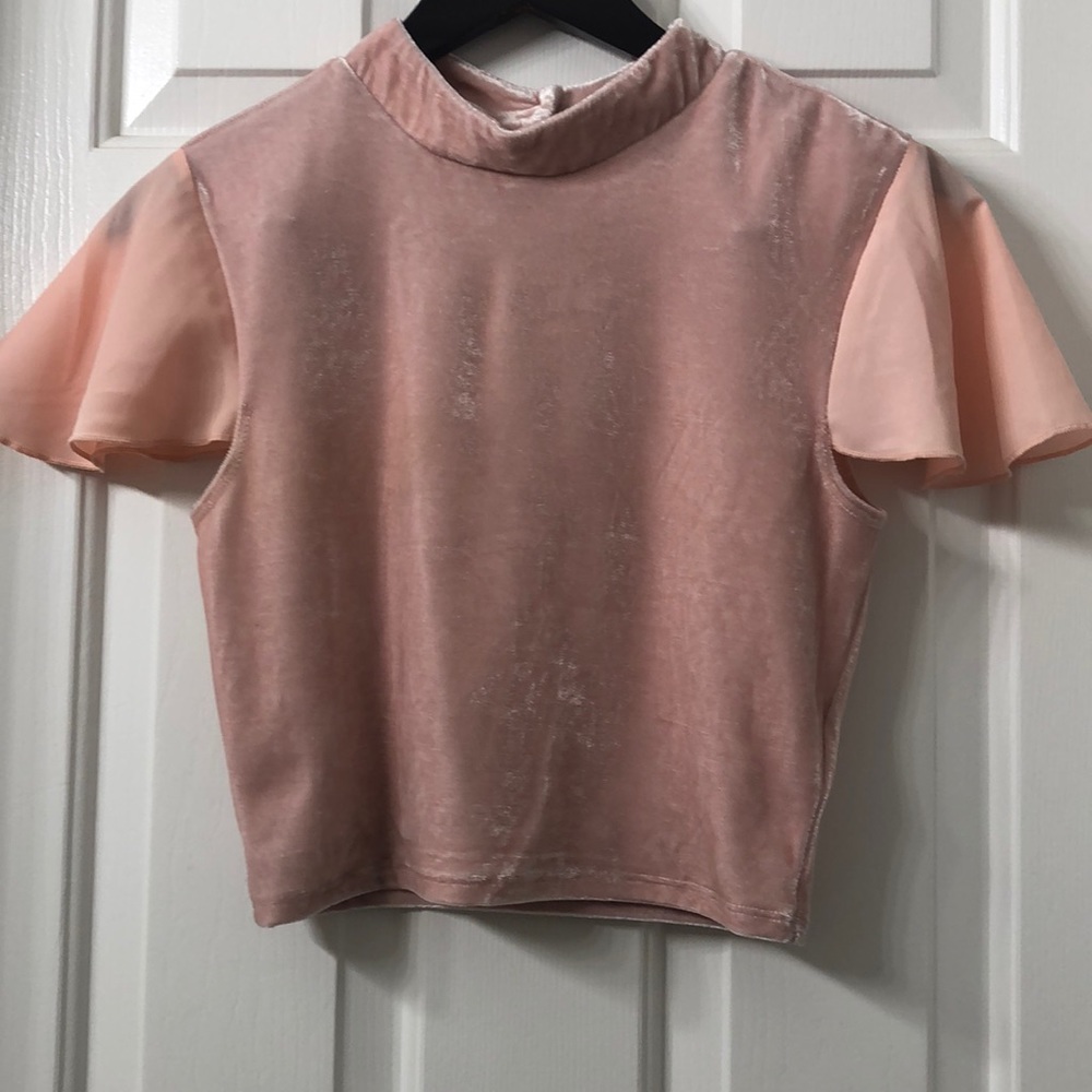 Pink suede crop top